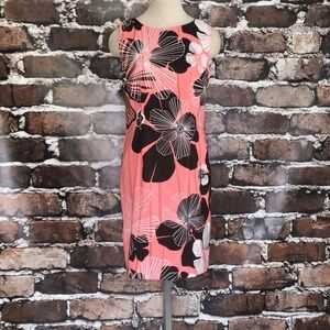 Connected Dress 6 Sleeveless Brown Pink Coral White Floral Hawaiian Flowers